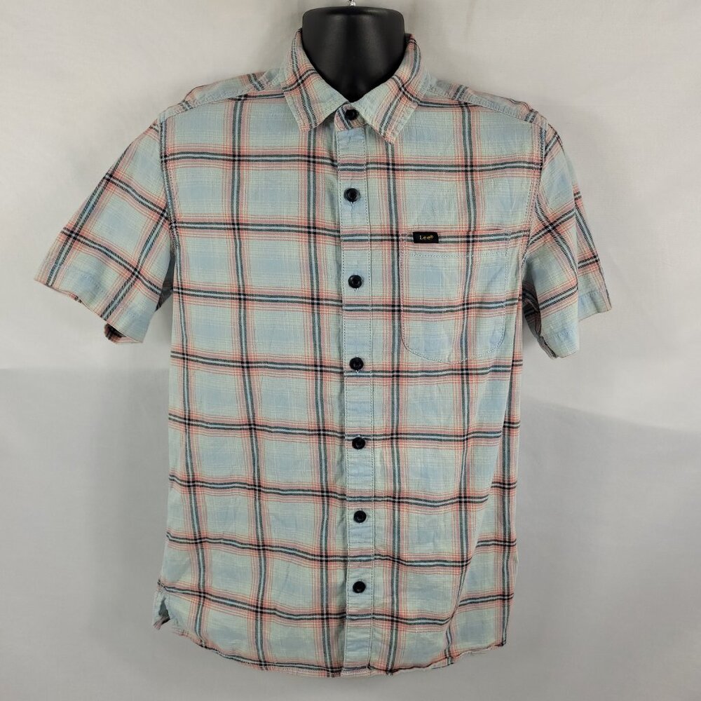 Lee Vintage Plaid Short Sleeve Button-Up Casual Shirt Mens size Medium